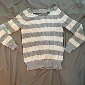 Grey and white striped sweater